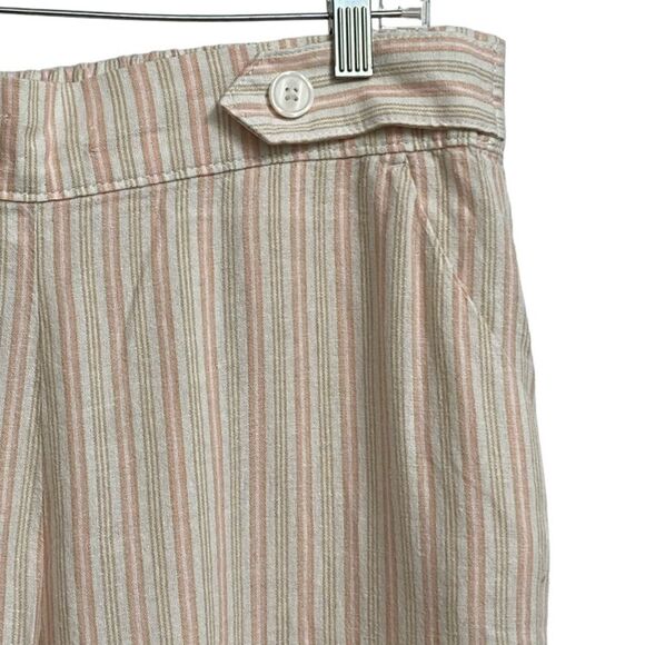 Croft & Barrow Linen Blend Pull On Capri Pants Women's Size L Stripes Neutral - Picture 5 of 13